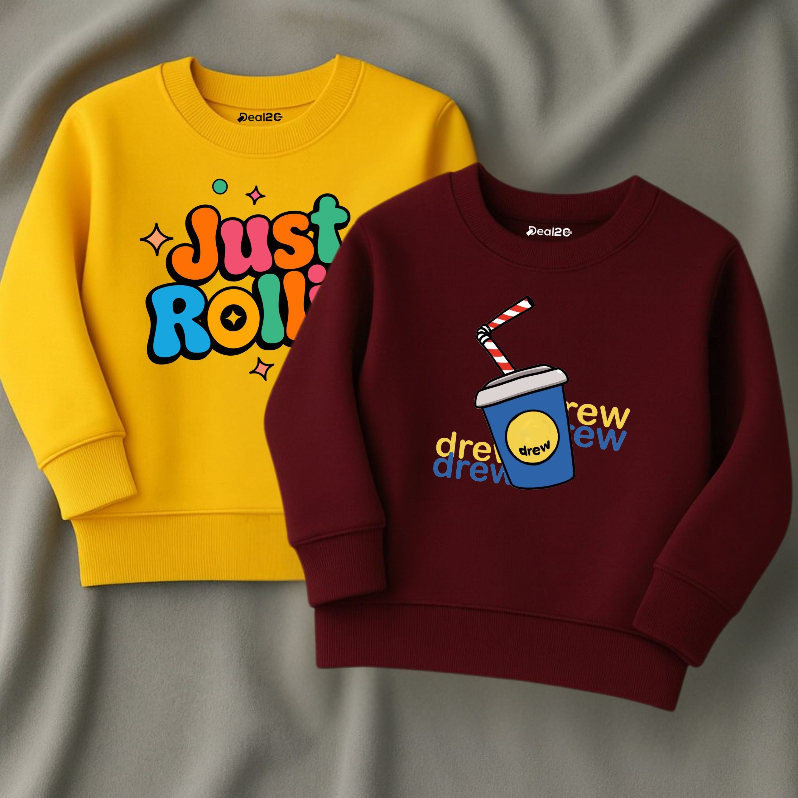 Pack of 2 Just Drew Printed Sweatshirts for Young Kids
