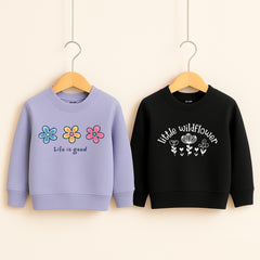 Pack of 2 Life is Good Printed Sweatshirts for Girls