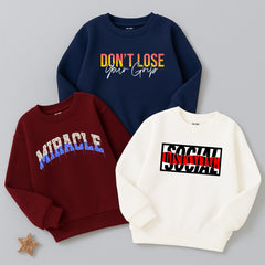 Pack of 3 Social Miracle Printed Sweatshirts for Tween Kids