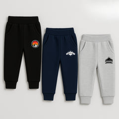 Pack of 3 Mountain Adventure Printed Sweatpants For Young Kids