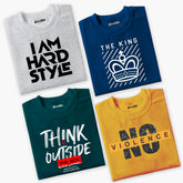 Pack of 4 Think Awesome King Style Printed Summer T-Shirts For Tween Kids