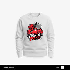 Fitness Pack Printed White Sweatshirt for Men