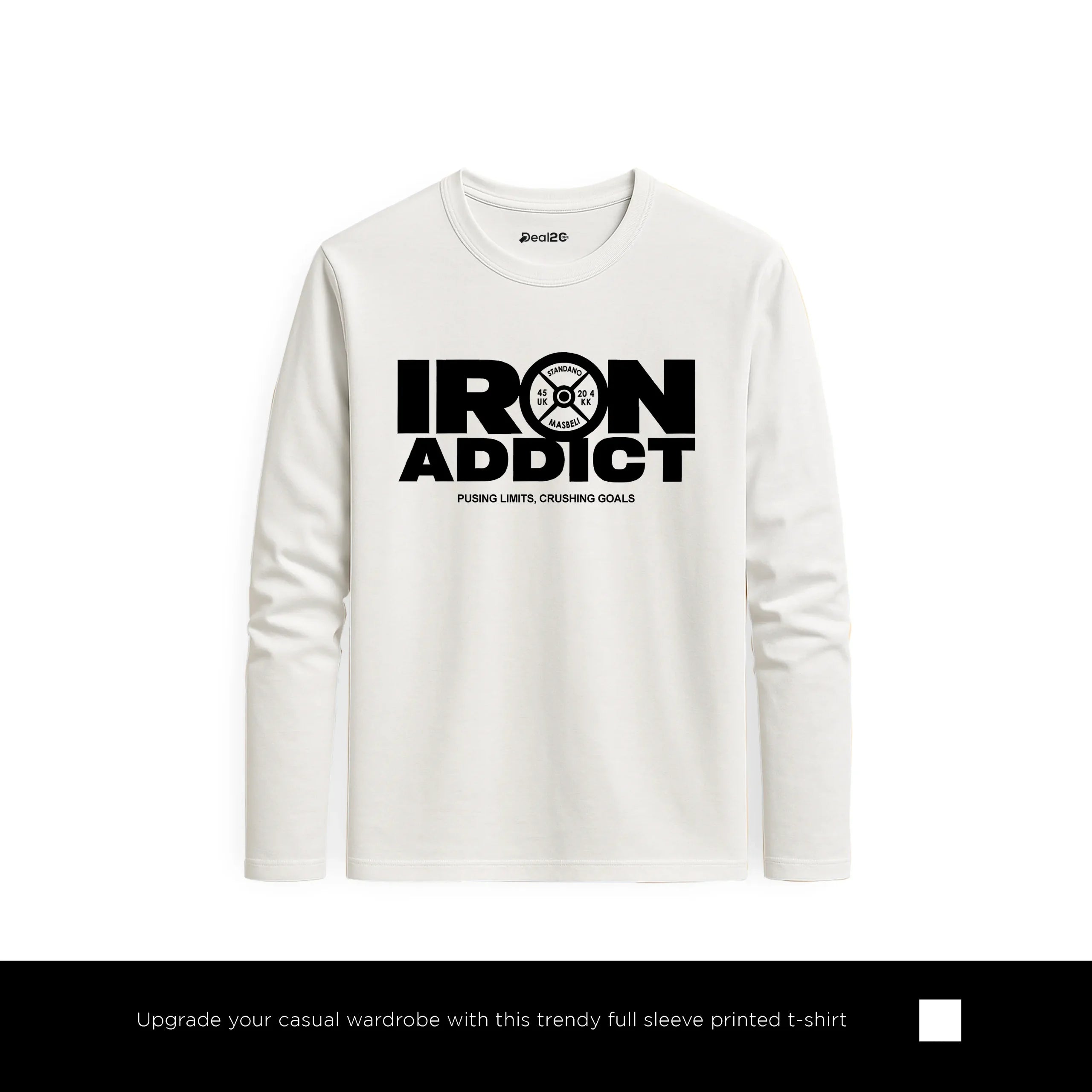Iron Goals Printed White Long Sleeve T-Shirt for Men