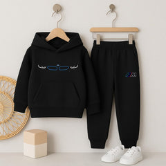 Black Car Themed Printed Hooded Tracksuit for Tween Kids