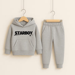 Star Boy Printed H-Grey Hooded Tracksuit for Tween Kids