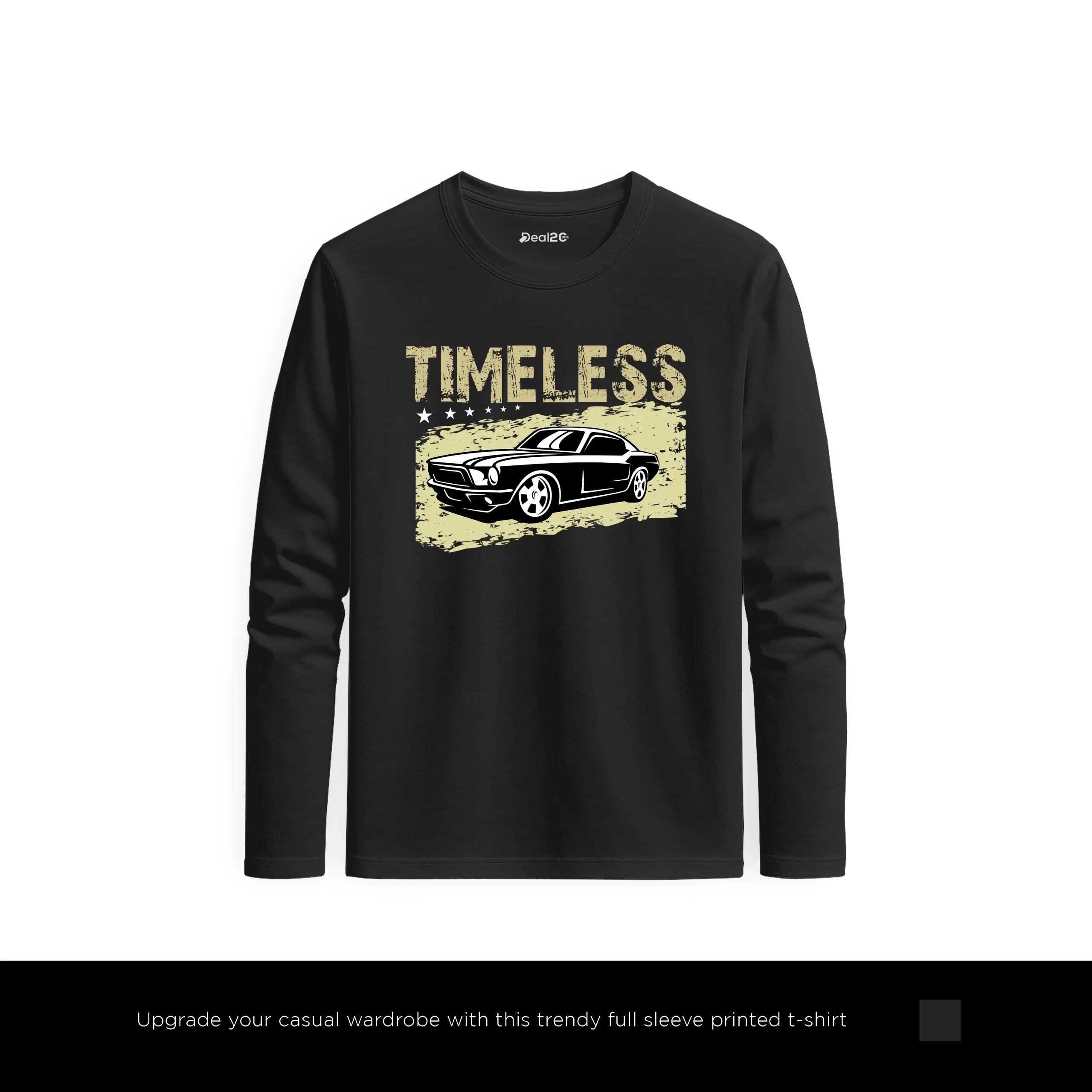 Timeless Drive Printed Black Long Sleeve T-Shirt for Men