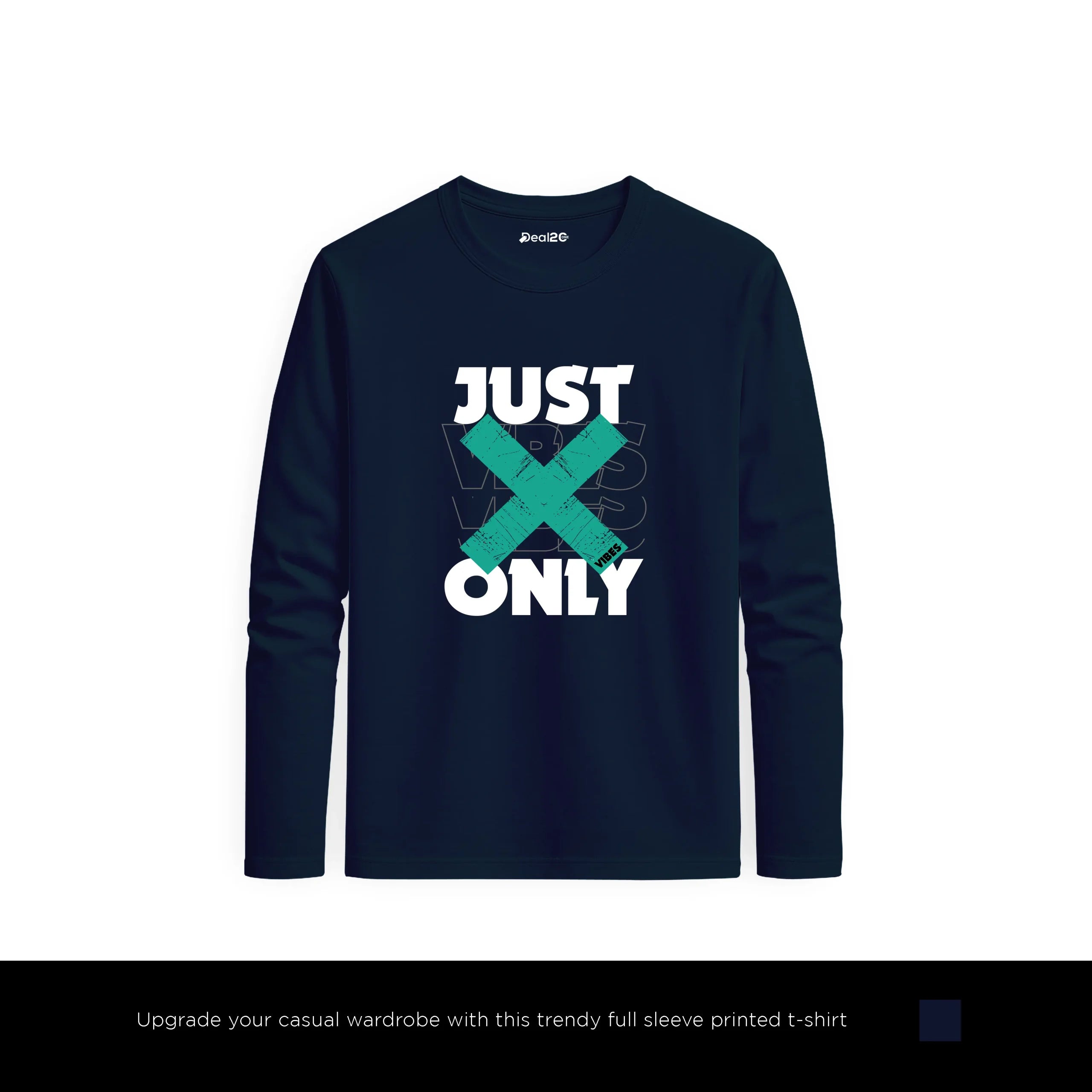 Just Only Printed Navy Blue Long Sleeve T-Shirt for Men