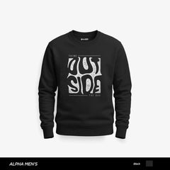 Think Out Side Printed Black Sweatshirt for Men