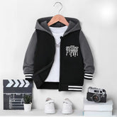 Start Graphic Black & Grey Zipper Hoodie for Kids