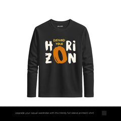 Beyond Horizon Printed Black Long Sleeve T-Shirt for Men
