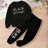 Black Girl Magic Printed Sweatshirt Tracksuit for Girls