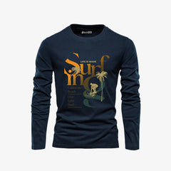 Pack of 3 Awesome Surfing Hawaii Mens Printed Long Sleeves T-Shirts