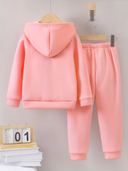 Hand Loose Printed Winter Casual Comfort Warm Hooded Tracksuit For Girls