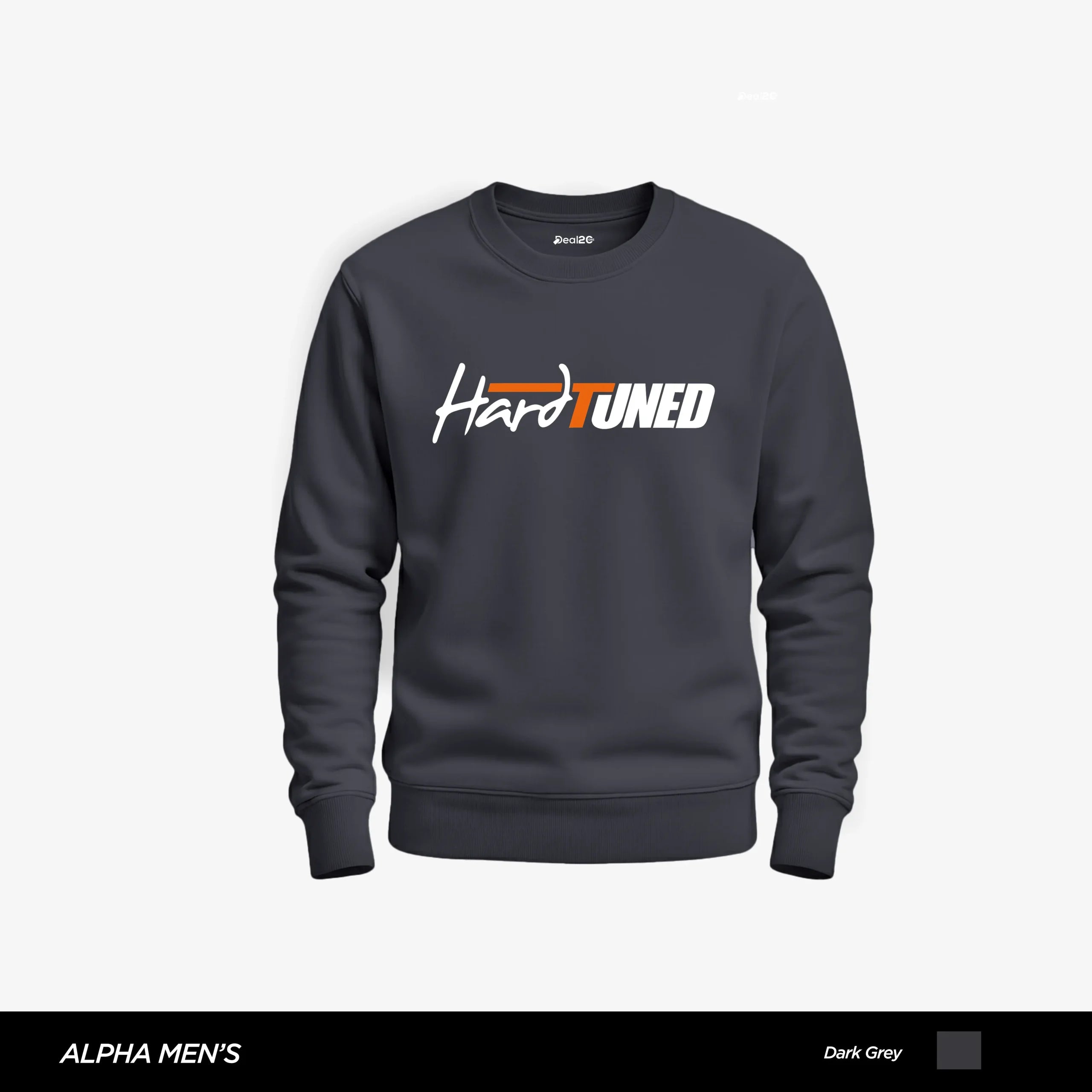 Hard Tuned Printed Dark Grey Sweatshirt for Men