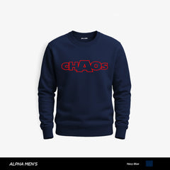 CHAOS Mode Printed Navy Blue Sweatshirt for Men