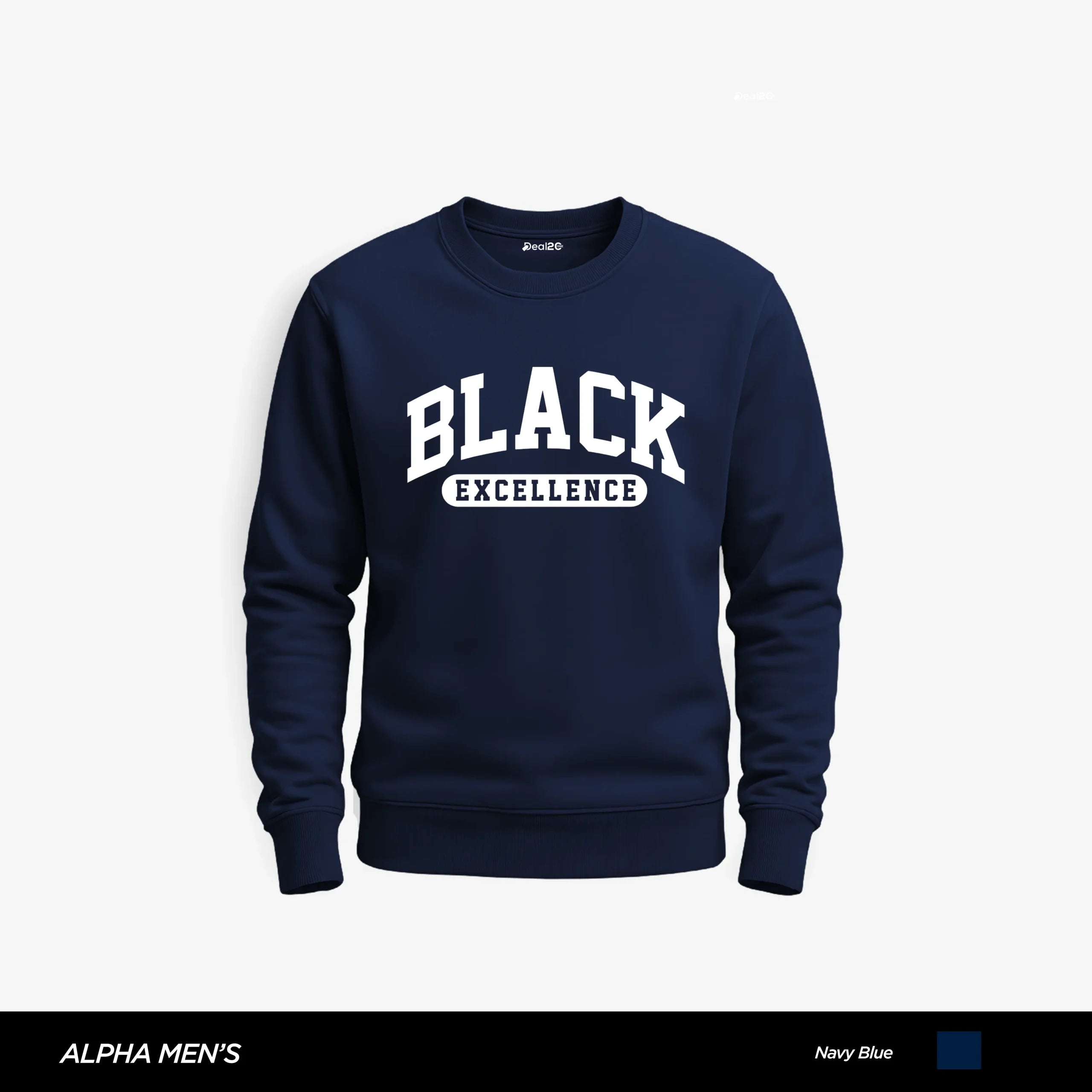 Black Excellence Printed Navy Blue Sweatshirt for Men