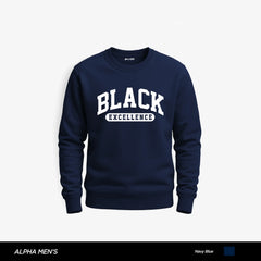 Black Excellence Printed Navy Blue Sweatshirt for Men