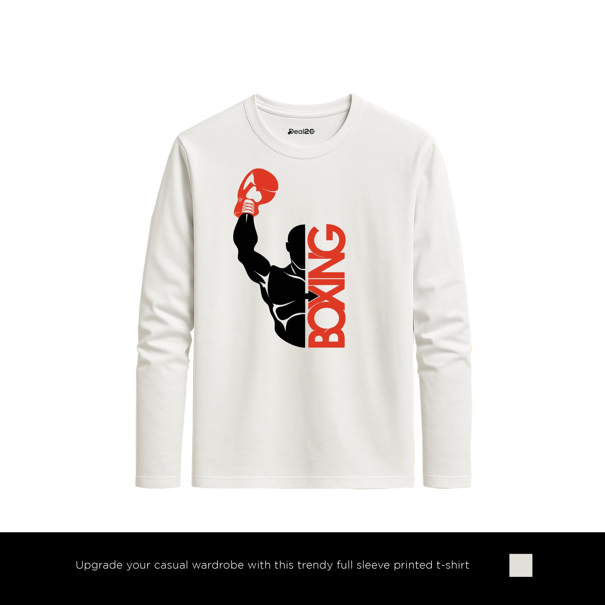 Victory Boxing Printed White Long Sleeve T-Shirt for Men