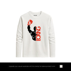 Victory Boxing Printed White Long Sleeve T-Shirt for Men