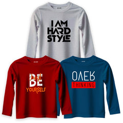 Pack of 3 Get Ready Just Style Printed Long Sleeve T-shirts For Tween Kids