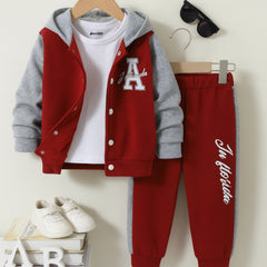 Maroon Baseball Hoodie Tracksuit for Young Kids