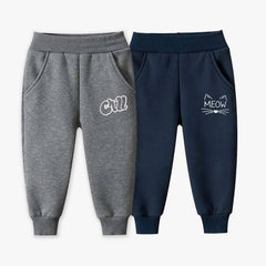 Pack of 2 Chill Meow Printed Fleece Kids Long Sweatpants