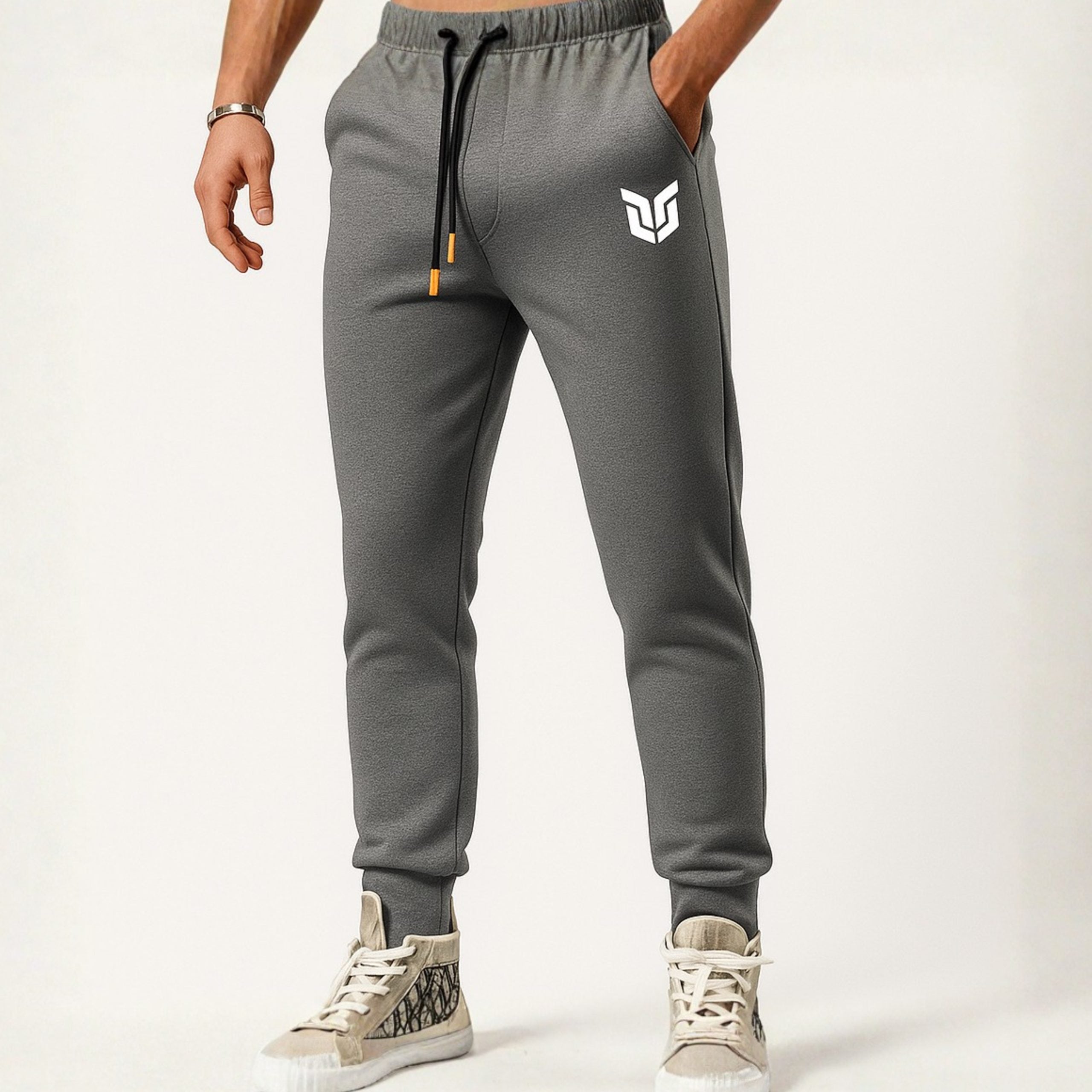 Stylish Badge Printed Dark Grey Sweatpant for Men