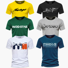 Pack of 6 Style Focus Hard Original Passion Mens Printed T-Shirts