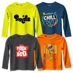 Pack of 4 Smile Chill Bear Winner Long Sleeve T-Shirts For Young Kids