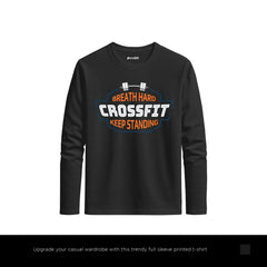 Breath Hard Printed Black Long Sleeve T-Shirt for Men