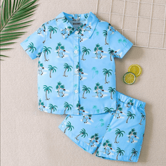 Kids Palm Tree Printed Summer Short Suit