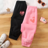 Pack of 2 Adorable Heart Printed Sweatpants for Girls