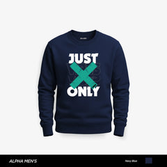 Just Vibe Only Printed Navy Blue Sweatshirt for Men