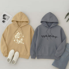 Pack of 2 Enjoy Little Things Printed Hoodies for Women