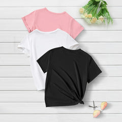 Pack of 3 Beautiful Girls Heart Printed T Shirts For Girls