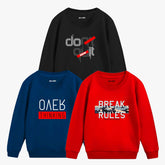Pack of 3 Quit Over Rules Printed Sweatshirt For Tween Kids