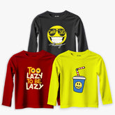 Pack of 3 Always Lazy Drew Long Sleeve T-shirts For Young Kids