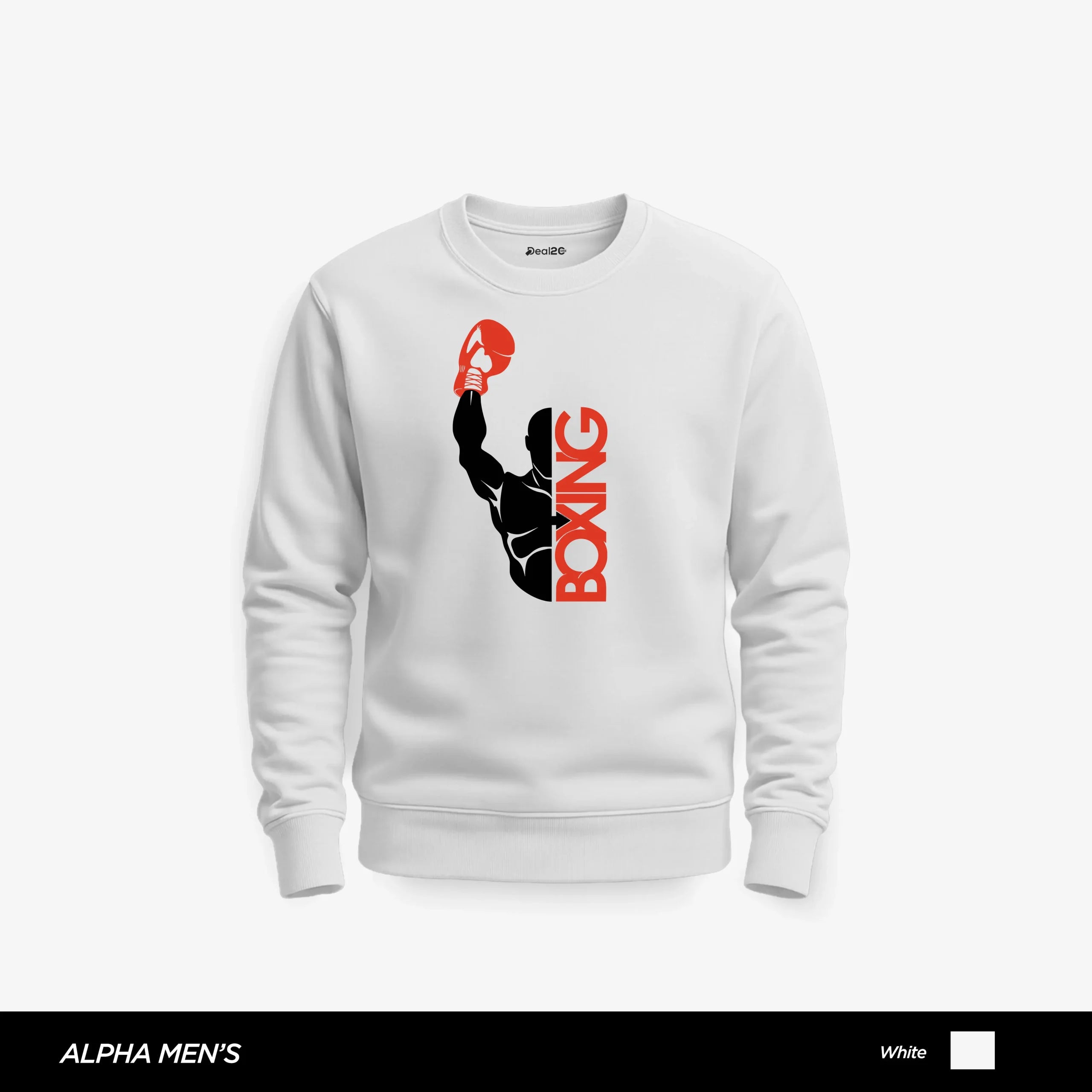 Knockout Boxing Printed White Sweatshirt for Men