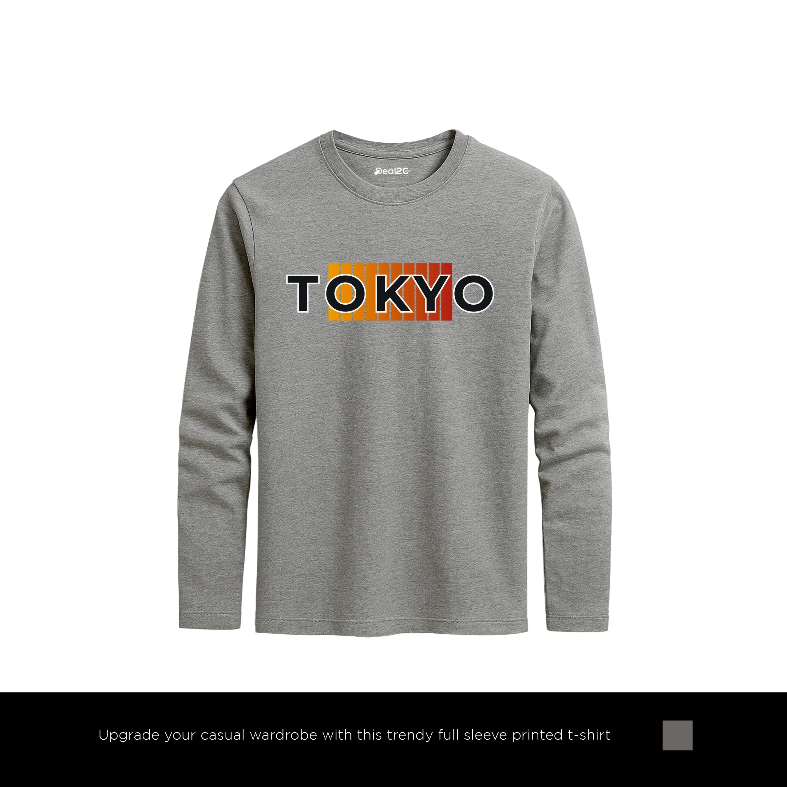 Zone Tokyo Printed Charcoal Long Sleeve T-Shirt for Men