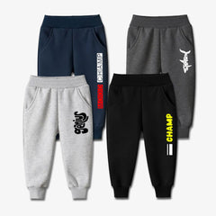 Pack of 4 Genius Shark Champ Printed Casual Sweatpants for Kids