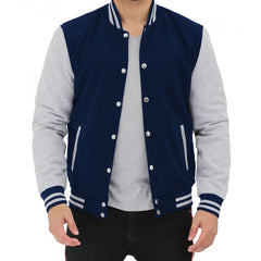 Navy and Grey Men Varsity Jacket