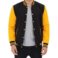 Black and Yellow Men Varsity Jacket