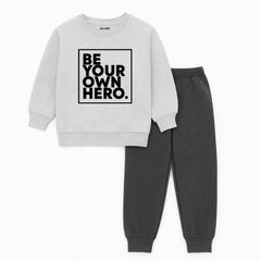 Be Your Own Hero Contrast Sweatshirt Tracksuit for Tween Kids