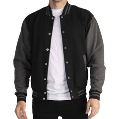 Black and Charcoal Men Varsity Jacket