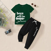 Boys Will Be Boys Printed Summer Trouser Suit For Kids