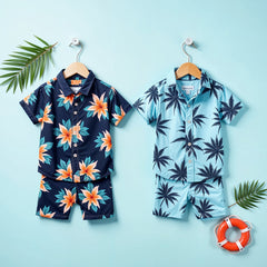 Pack of 2 Floral & Palm Summer Beachwear Set for Kids