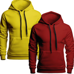 Bundle of 2 Maroon and Yellow Pullover Hoodies