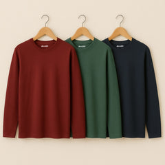Bundle of 3 MBN Plain Long Sleeve T-shirts for Men