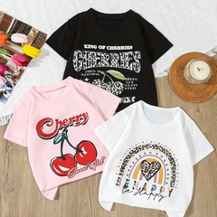 Pack of 3 Happy Sweet Cherry Printed T Shirts For Girls