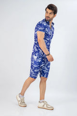 Aquatic Sparkle Printed Summer Beachwear Short Suit